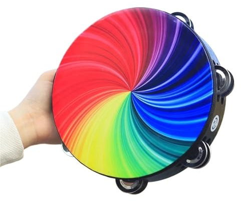Tamburin Orff-Instrumente Holzhandtrommel Bunt for KTV-Party Rassel Jingle Bells Percussion Musikinstrument