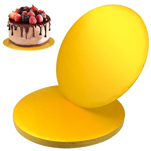 10 Pz Sottotorta Tondo, Vassoio Torta Rotondo Riutilizzabile in Cartone da 3 mm di spessore, per il Trasporto di Torte e Crostate, 30cm (oro)
