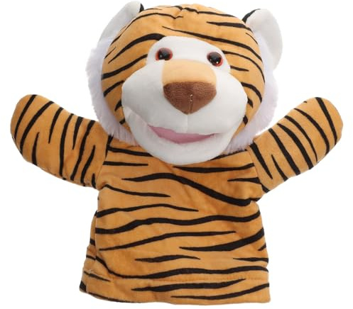 ERINGOGO Handpuppe Tiger Kinder Weiche Tierpuppe Aus Plüsch Mit Offenem Mund Pädagogisches Lernspielzeug Für Puppentheater Und Rollenspiele