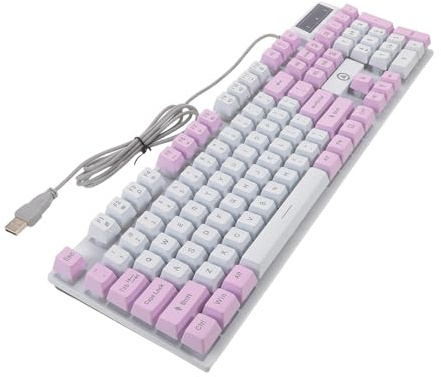 MERRYHAPY Tastiera Meccanica Gaming USB Rgb Retro Typewriter Tasti Illuminata Mista per Pc Laptop Gioco Ufficio Ergonomica Wired