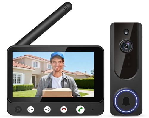 Daxadripo Wireless Doorbell Camera Video Monitor with Display 4.5 Screen Indoor Visual Base Station, Two Way Talk, Smart AI Motion Detection, Night Vision, Cloud Storage.