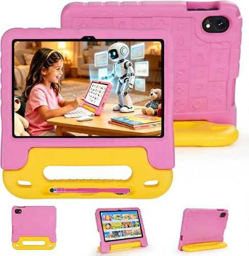 SUMTAB Tablette Enfant 10 Pouces – Android 15, 30 Go RAM 128 Go ROM (Extensible Jusqu’à 2 to), Contrôle Parental, Écran IPS HD, Certifiée GMS, WiFi 6, Coque Antichoc en EVA et Stylet Inclus