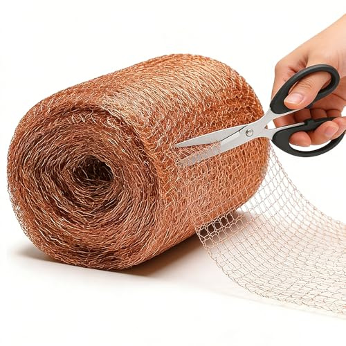 Wxeadu Kupferband Gegen Schnecken, 12.7cm x 30M Schneidbares Kupfernetz Schneckenzaun mit Schere, Kupferdraht Schneckenzaun, Reine Kupfernetzrolle für Garten Schneckenabwehr Hochbeet, Mäuse Abwehr