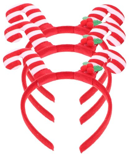 Alasum 3 Pièces Bandeau de Noël de Canne à Sucre Confortable et Résistant en Tissu Non Tissé et Plastique, Accessoire Créatif pour Fêtes et Séances Photo Festives
