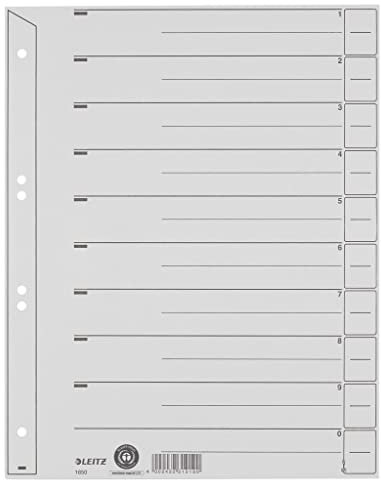 Leitz 16500085 Trennblatt, A4, Karton, Überbreite, grau, 100 stück