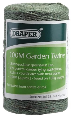 Draper 100m Garden Twine | Strong Garden String | Jute Twine String for Climbing Plants - Green | 40398
