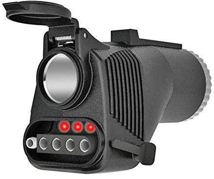Reese Towpower 78119 Wiring Adapter, 7-Way to 5-Way & 4-Way Flat, w/LED Tester Adapter Built-in 12V Power Outlet.