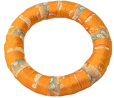 Ring für Klangschale, mit Blumenmuster, Ø 16 cm, orange | Handgefertigt in Nepal, traditionelles Muster