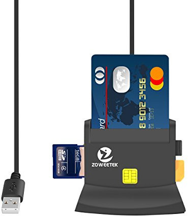 ZOWEETEK® Lector de DNI Electrónico multifunción para Todo Tipo de Tarjeta de Apoyo,Color Negro