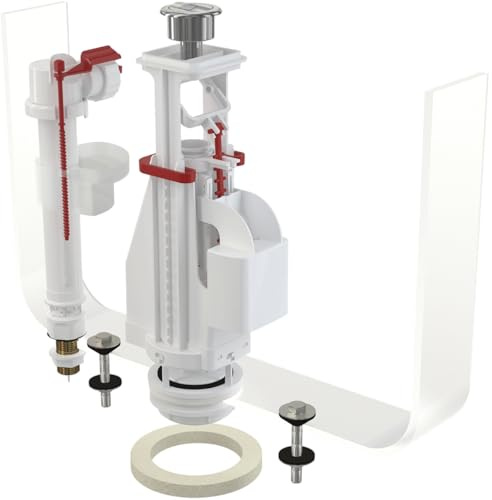 Alcaplast Toiletten-Spülkasten-Set, Keramik, Spülgarnitur mit Ablaufventil und Füllventil, 3/6 Liter Heberglocke, 1/2 Metallgewinde Anschluss