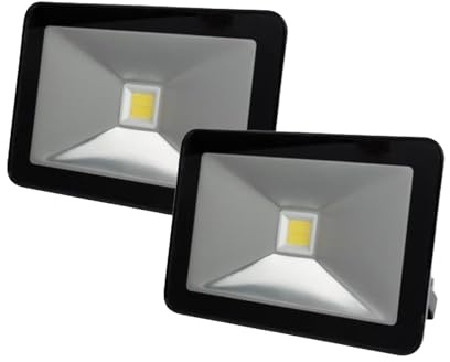 Lot de 2 spots LED 20 W 18 x 13 cm avec support de fixation, design plat 3,5 cm, IP65
