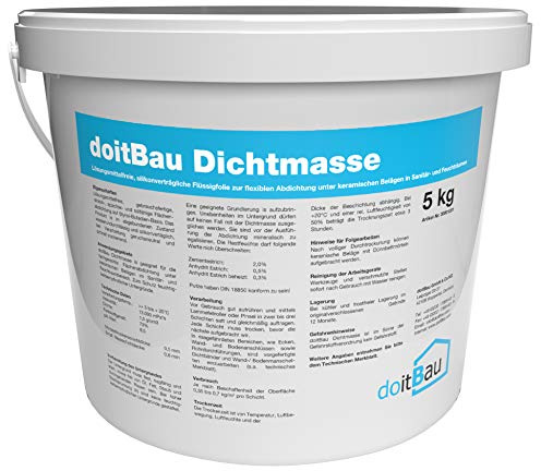 doitBau Sanitär Dichtmasse 5kg Flüssigfolie Dichtfolie flüssig Badabdichtung Duschabdichtung Abdichtung Flüssigfolie Bad Dusche Küche