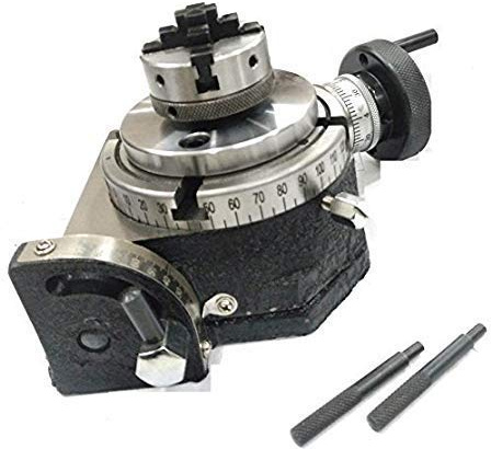 Precision 4(100 mm) Tilting Rotary Table + 65 mm 4 Jaw Chuck Self Centering+Back Plate+ Tnuts for Milling Machines