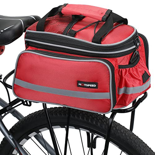 BAIGIO Gepäckträgertasche Erweiterbar Fahrrad Koffertasche Wasserabweisende Fahrradtasche für Gepäckträger mit Regenschutz Schultergurt und Flaschenhalter Rot