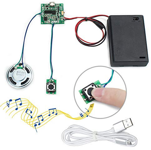 WayinTop MP3 Sound-Chip Modul Beschreibbares Programmierbare Musik Soundmodul 8 MB USB Herunterladbar Aufladbarer mit AA Batteriebox und Micro USB Kabel für DIY Geschenk
