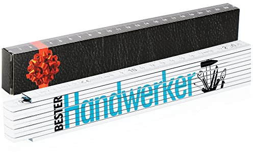 Robin Goods® folding rule - 2 meter folding rule as a gift with the inscription 'Bester Handwerker' Gift for Father's Day, Christmas, Birthday (white - motif 6 - Bester Handwerker)