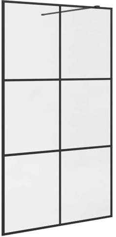 vidaXL Duschwand für Begehbare Dusche mit Klarem ESG Glas Duschabtrennung Duschtrennwand Dusche Duschkabine Aluminium 115x195cm Schwarz