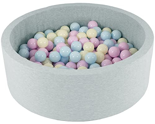 Velinda Bällebad Ballpool Kugelbad Bällchenbad Bällchenpool Kinder Pool mit 150 Bällen (Farbe der Bälle: pink, blau, gelb (Pastell))