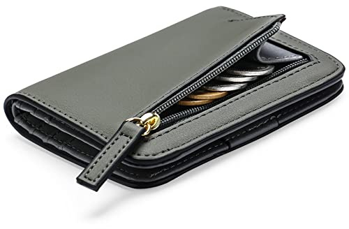 GAEKEAO Damen Geldbeutel klein mit RFID-Schutz, Mini Kurzer Geldbeutel Frauen Leder mit Zipper Brieftasche, Weich Bequem Süß Münzfach Portemonnaie