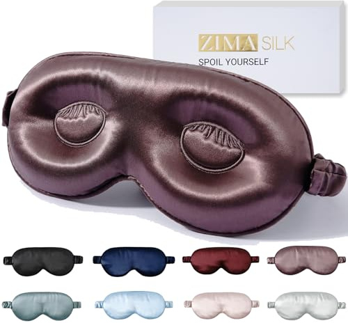 ZIMASILK Máscara de dormir ajustable de 22 momme 100% seda de morera pura, máscara de ojos contorneada 3D para dormir, súper suave y transpirable, bloquea perfectamente la luz para dormir (gris