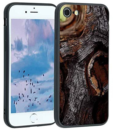 HIPPIL Coque de téléphone effet bois pour iPhone 8 pour homme et femme, style silicone souple résistant aux chocs effet bois pour iPhone 8
