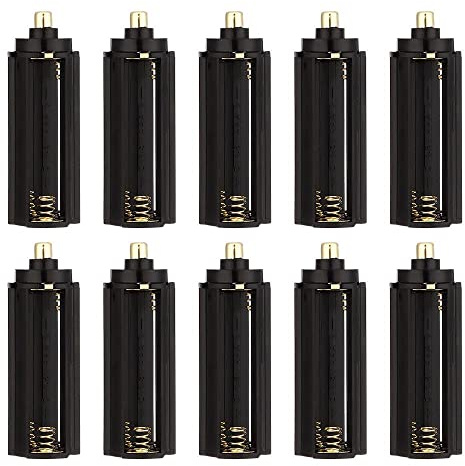 gofidin Lot de 10 supports de piles cylindriques en plastique noir pour 3 piles AAA