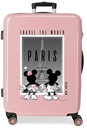 Disney Mickey und Minnie Travel the World Paris Mittelgroßer Koffer Nude 48x68x26 cm Starres ABS Seitlicher Kombinationsverschluss 70L 3 kg 4 Doppelrollen