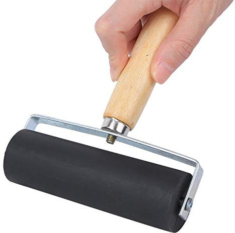 Gummiwalze,11cm Linolwalze Gummirolle für Linoldruck & Druckgrafik,Farbpinsel Brayer Walzenwalze Mit Griff für Malerei, Druck oder Prägung(Groß)