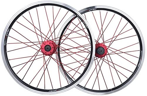 ZECHAO 20 Zoll Vorder- und Hinterräder Fahrrad-Radsatz, for Faltbare Fahrrad Doppelwand-Legierungsrand QR. Disc/Randbremse 32-Loch 8-10 Geschwindigkeit Wheelset (Color : Black)