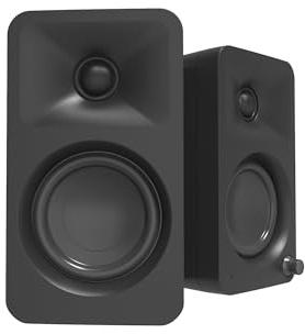 Kanto ORAMB 100W Powered Bi-amp Reference Desktop Computer Speakers w/Bluetooth 5.0 & USB-C | 100 Hz Crossover | Reference Quality Sound | Pair | Black