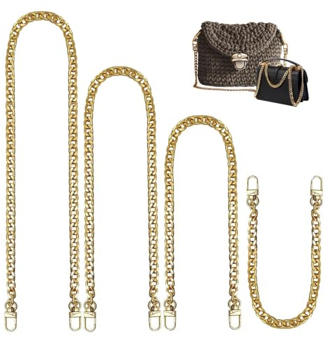 Zasiene Umhängetasche Handtasche Ersatzkette 4 Stück Taschenkette Metall Schulterriemen Handtaschenkette Gold Tasche Kette Trageriemen Kette Purse Chain Strap Kettenriemen mit Schnallen Bag Chain