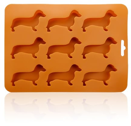 1 Stück Eiswürfelform, Silikonform, Süßes Dackel-Zubehör, Eiswürfelform, Seifenform, Kuchenform, Wiederverwendbare Form, Geeignet Für Eis Am Stiel, Backen, Basteln (Orange)