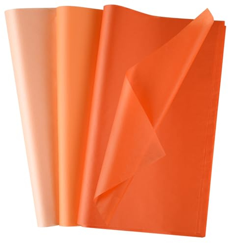 Morcheiong – Lot de 60 feuilles de papier de soie orange multicolore, papier cadeau pour emballage cadeau, décoration de fête DIY, anniversaire, Halloween, Thanksgiving, mariage, décoration de