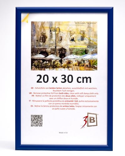 3-B Cornice per foto Maui, blu scuro, 20 x 30 cm, cornice in legno, cornice per foto, cornice per ritratto con vetro acrilico