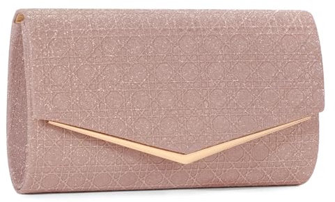 BAIGIO Clutch Damen Abendtaschen Kleine Handtasche Brauttasche Glitzer Tasche Damen Elegante Tasche Envelope Tasche Strass Handtasche Silber Umhängetasche für Party Hochzeit Roségold Kettentasche