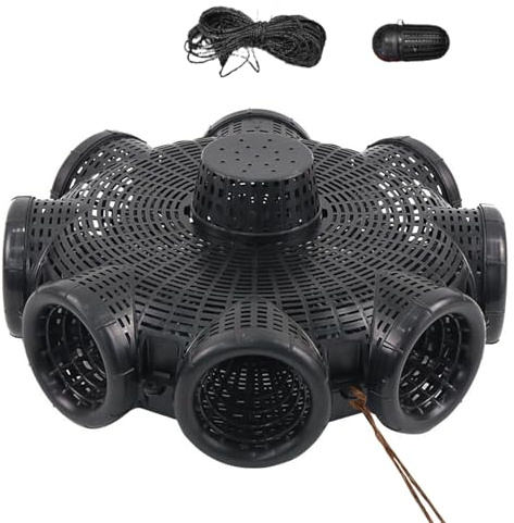 Fish Trap with 8 Holes, Crawfish Net Cage with 8 Holes, Portable Fishing Trap, Fish Pain Cage, Trap for Fishing, Shrimp Net Cage Trap, Crab Basket, Shrimp Net, Crab Bait Cage