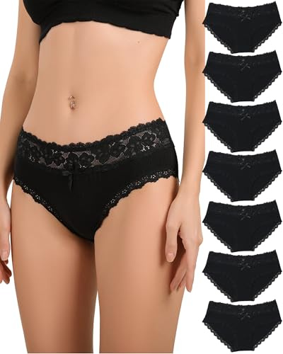 SECRET AROMA Damunderkläder Bomull Andningsbara Trosor Dam Stretchy Bikini Absorbent Underbyxor Absorberande Bikini Stretch Flerpack, Svart, XL
