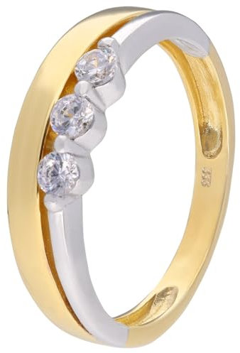 trendor Damenring 333 Gold Bicolor Zirkonia-Ring elegantes Schmuckstück für Frauen, zauberhafte Geschenkidee und tolles Accessoire, 68464-52 Ringgröße 52/16,6