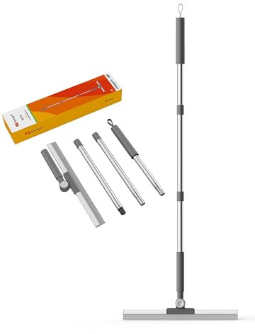 Ibergrif M34103 Tergipavimento Pavimenti da 42cm, Lavavetri con Manico Telescopico(113 cm), Strumenti per la Pulizia dei Vetri per Bagno, Doccia, Auto, Vetro, Finestre