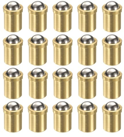 sourcing map 20 stantuffi a molla a sfera, 12 x 16 mm, in ottone, con perline di posizionamento di precisione, a molla a sfera, fermi a sfera, per porte, armadi, dispositivi meccanici, morsetti per