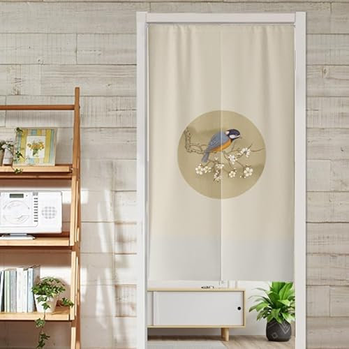 Küchenvorhänge Retro Tier Blume Vorhänge Kurz Polyester Scheibengardinen Waschbar Raumteiler Vorhang Türvorhang Langlebig Gardine Küchenfenster Verdickung Tür Vorhang Door Curtain 90x180cm