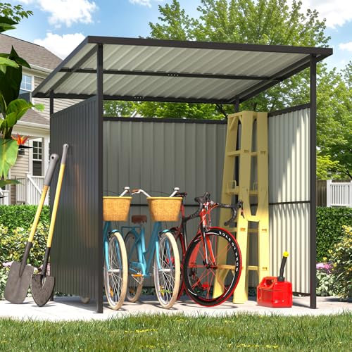 2 x 2.2m Hardtop Grill Gazebo, Outdoor Pergola for Patio, Small Lean to BBQ Gazebo Metal Awnings, Open Design Metal Bike Garden Shed