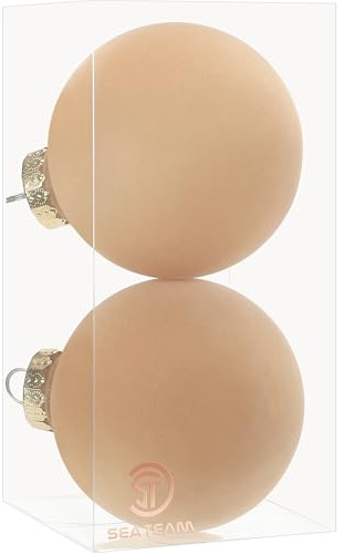 Sea Team 2-Pack Flocked Velvet Baubles 120mm Beige