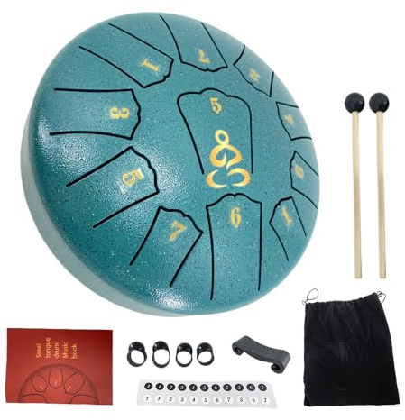 YoungMonic Steel Tongue Drum 6 Inches 11 Notes D Major Steel Drums Rain Chimes for Outside Percussion Instrument with Drum Mallets and Carry Bag