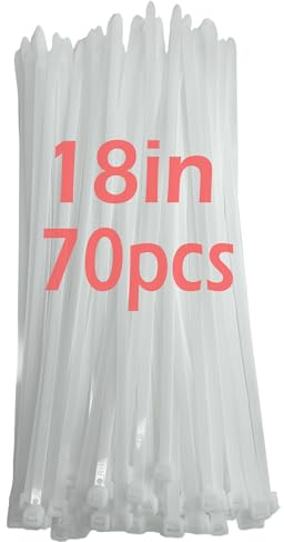 70 Piezas Bridas Plastico Blanco 450mm, 90kg Bridas Grandes Largo 9mm Abrazaderas Plastico Exterior Resistentes UV Bridas para Cables, Zip Ties