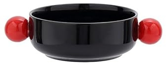 Bamboo Sea Ciotole per la frutta, Ciotola for insalata, dessert, frutta, for yogurt, for yogurt, delicata, carina, in ceramica, con doppio orecchio Ciotole per la frutta da tavolo(Black)