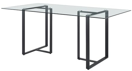 PASCAL MORABITO-Table à Manger 6 Personnes en Verre trempé et métal - Transparent et Noir - NILESA II de