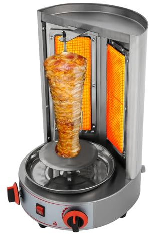 Macchina per Kebab, Elettrico Grill Rotisserie Verticale, 4.3KW Macchina per Döner, Macchina per Grigliare, Capacità di carico 10kg, Griglia rotante, Grigliata senza grassi, Corpo in alluminio, 32