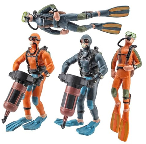 Gatuida 4 Stück Aquarium Taucherfiguren aus Langlebigem Material Schwimmende Kleiner Tauchermodelle für Aquarien Dekoration Zuhause Sichere und Formstabile Unterwassertaucher