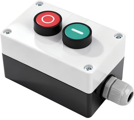 Rankomu Interruptor momentáneo con botón de inicio/parada, color rojo y verde, lámpara de señal, no NC AC 660 V 10 A, interruptor pulsador, estación HB2, caja de arranque y parada para control
